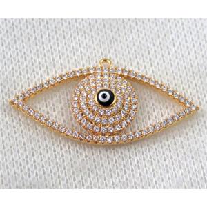 copper pendant paved zircon, eye, gold plated, approx 20x38mm [FDZN1172]