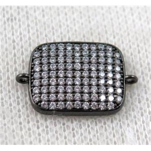 copper connector paved zircon, rectangle, black plated, approx 13x20mm [FDZN1177]