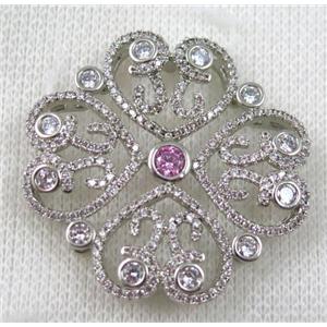copper bead paved zircon, platinum plated, approx 40mm dia [FDZN1195]