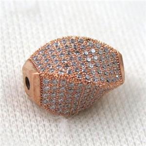 copper twist beads paved zircon, rose gold, approx 10x14mm [FDZN1196-S]