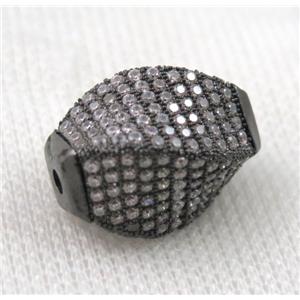 copper twist beads paved zircon, black plated, approx 10x14mm [FDZN1199-S]