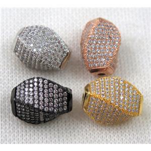 copper twist beads paved zircon, mix color, approx 15x20mm [FDZN1200-L]