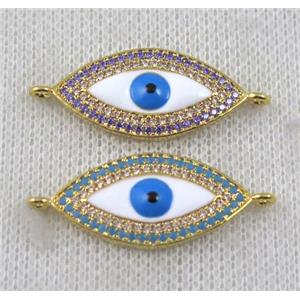 copper connector paved zircon, eye, gold plated, approx 14x34mm [FDZN1359]