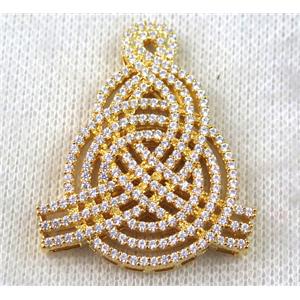 copper pendant paved zircon, gold plated, approx 35-40mm [FDZN1368]
