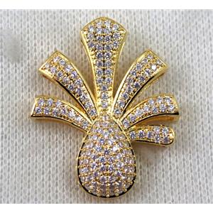copper pendant paved zircon, gold plated, approx 30-35mm [FDZN1383]