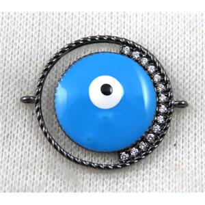 copper connector paved zircon with evil eye, black plated, approx 30mm dia [FDZN1440]