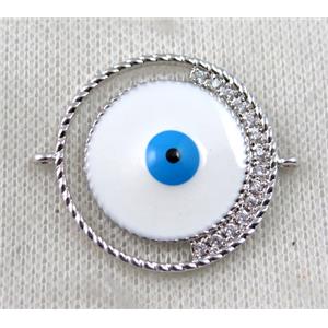 copper connector paved zircon with evil eye, platinum plated, approx 30mm dia [FDZN1441]