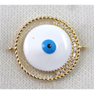 copper connector paved zircon with evil eye, gold plated, approx 30mm dia [FDZN1442]