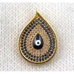 copper pendant paved zircon, evil eye, gold plated, approx 16-22mm [FDZN1457]