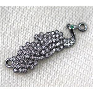 copper peacock connector paved zircon, black, approx 11-35mm [FDZN1462]