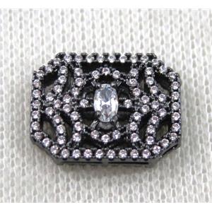 copper beads paved zircon, rectangle, black plated, approx 15-20mm [FDZN1501]