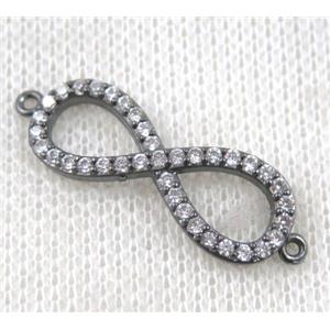 copper infinity connector paved zircon, black plated, approx 10-30mm [FDZN1506]