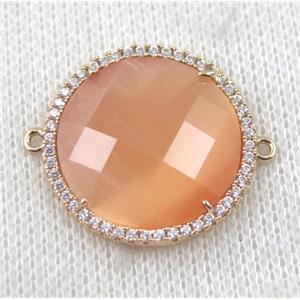 Chinese Crystal Glass connector pave zircon, circle, gold plated, approx 23mm dia [FDZN1529]