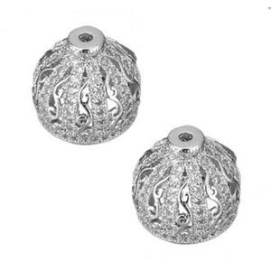 copper tassel bail paved zircon, crown, platinum plated, approx 10.5x12mm [FDZN1532]