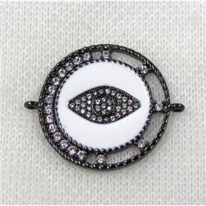copper connector paved zircon, evil eye, black plated, approx 28mm dia [FDZN1533]