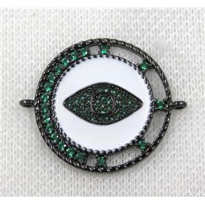copper connector paved zircon, evil eye, black plated, approx 28mm dia [FDZN1534]