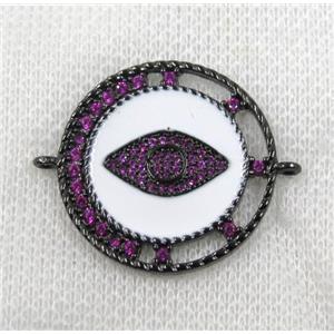 copper connector paved zircon, evil eye, black plated, approx 28mm dia [FDZN1536]