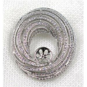 copper rebirth brooch paved zircon, platinum gold, approx 35-40mm [FDZN1583]