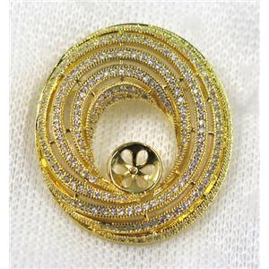 copper rebirth brooch paved zircon, gold plated, approx 35-40mm [FDZN1584]