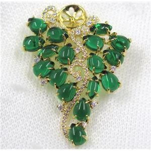 copper brooch paved zircon, gold plated, approx 38-55mm [FDZN1600]