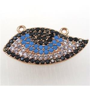 copper pendant paved zircon with 2loops, eye, rose gold, approx 14-28mm [FDZN1640]