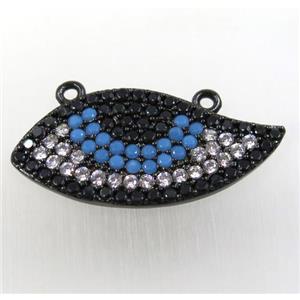 copper pendant paved zircon with 2loops, eye, black plated, approx 14-28mm [FDZN1641]