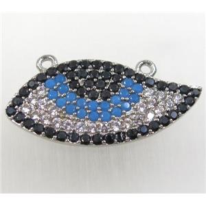 copper pendant paved zircon, eye, platinum plated, approx 14-28mm [FDZN1642]