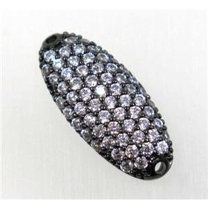 copper connector paved zircon, black plated, approx 8x20mm [FDZN1644]