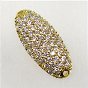 copper connector paved zircon, gold plated, approx 8x20mm [FDZN1645]