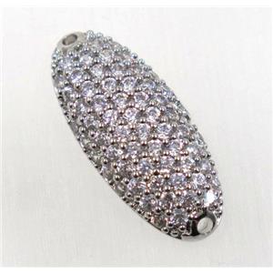 copper connector paved zircon, platinum plated, approx 8x20mm [FDZN1646]