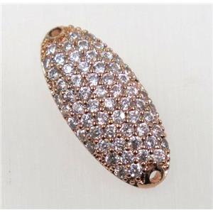 copper connector paved zircon, rose gold, approx 8x20mm [FDZN1647]