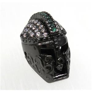 copper helm bead paved zircon, black plated, approx 12-16mm [FDZN1652]