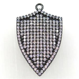 copper arrowhead pendant paved zircon, black plated, approx 20-32mm [FDZN1655]