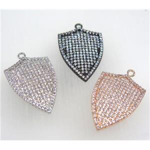 copper arrowhead pendant paved zircon, mix color, approx 20-32mm [FDZN1657]