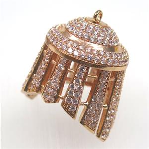 copper tassel bail pendant paved zircon, rose gold, approx 25-30mm [FDZN1666]