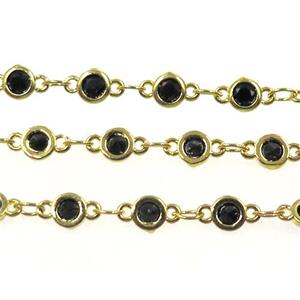 copper chain paved zircon, circle gold plated, approx 4mm dia [FDZN1669]