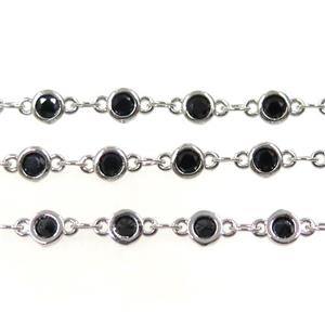 copper chain paved zircon, circle, platinum plated, approx 4mm dia [FDZN1670]