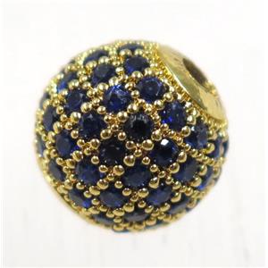 round copper beads pave zircon, gold plated, approx 8mm dia [FDZN1681-8MM]