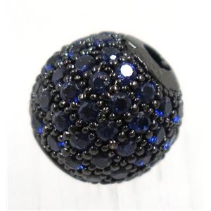 round copper beads pave zircon, black plated, approx 6mm dia [FDZN1682-6MM]