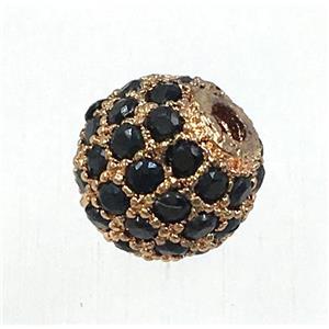 round copper beads pave zircon, rose gold, approx 10mm dia [FDZN1689-10MM]