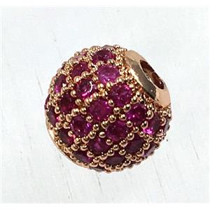 round copper beads pave zircon, rose gold, approx 6mm dia [FDZN1695-6MM]