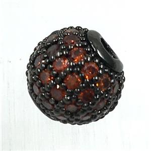 round copper beads pave zircon, black plated, approx 6mm dia [FDZN1699-6MM]