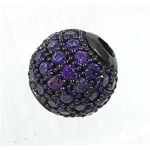 round copper beads pave lavender zircon, black plated, approx 6mm dia [FDZN1701-6MM]