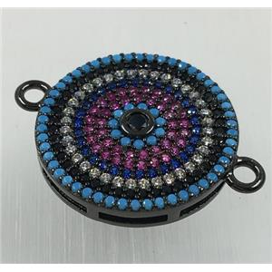 copper circle connector pave zircon, black plated, approx 20mm dia [FDZN1714]
