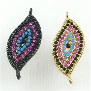 copper connector pave zircon, eye, mix color, approx 10-18mm [FDZN1722]