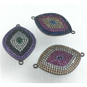 copper connector pave zircon, eye, black plated, mix, approx 20-25mm [FDZN1723]