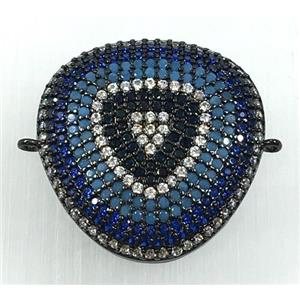 copper triangle connector pave zircon, black plated, approx 20mm wide [FDZN1727]