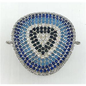 copper triangle connector pave zircon, platinum plated, approx 20mm wide [FDZN1728]