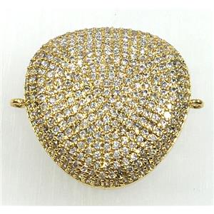 copper triangle connector pave zircon, gld plated, approx 20mm wide [FDZN1729]