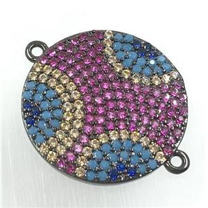 copper circle connector pave zircon, black plated, approx 18mm dia [FDZN1739]